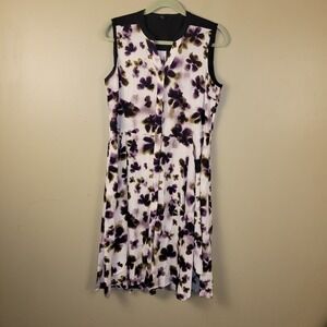 Simply Vera Vera Wang Floral Sleeveless Dress Women Medium Purple Black Fit & Fl